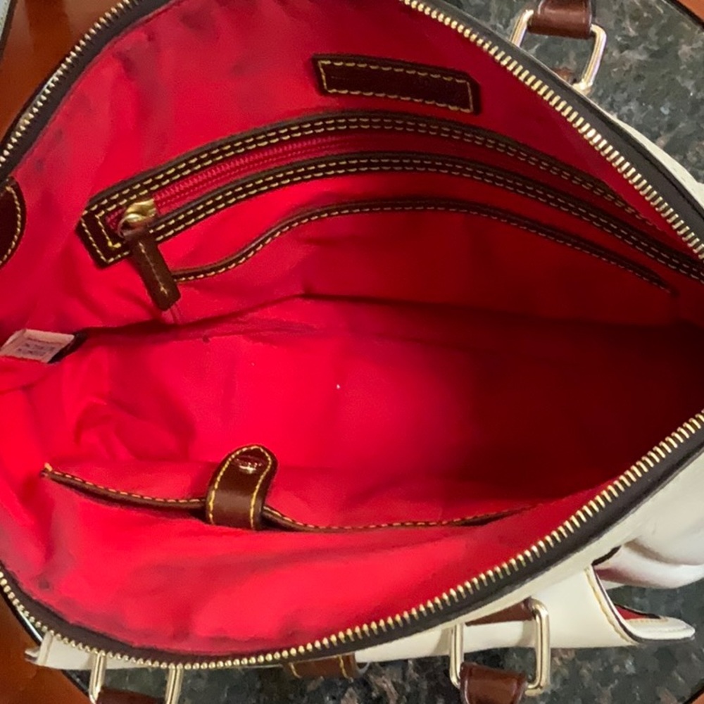 Dooney & Bourke Cream and Brown Leather Crossbody / Hand Bag - Picture 7 of 12